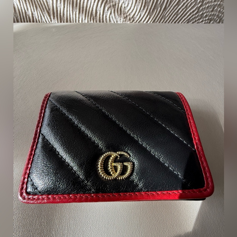 Authentic Gucci Matelasse Leather Torchon GG Marmont Card Case Wallet